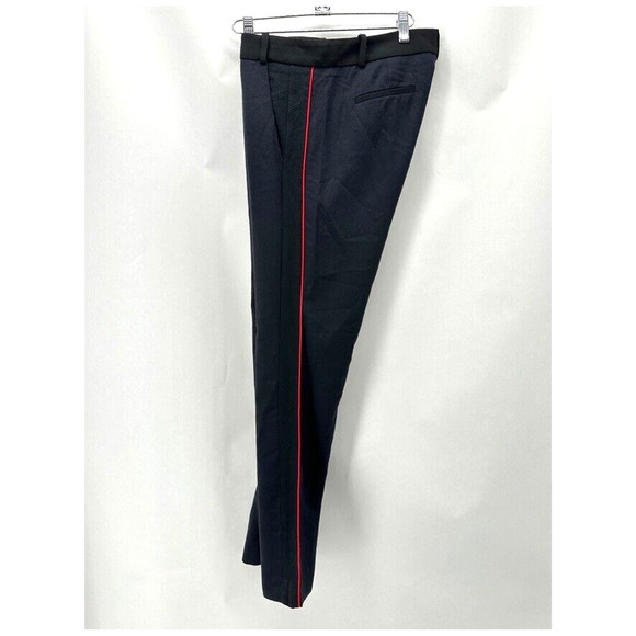 Maje Tuxedo Stripe Dress Pants Navy Wool US 4 FR 36 Preppy City Career Paris - Picture 7 of 12